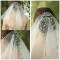 North Eurowind Handmade Crystal String Bead Son Woman Ensemble Superfairy Bride Bilayer Short head yarn wedding brigade Filmed Styling Ornament