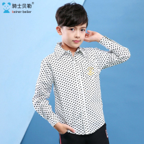 2021 New Spring Boys Long Sleeve Shirt Korean Tide Children's Cotton Polka Dot Shirt