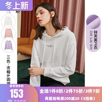 Three color 2021 spring new hooded letter printing white environmental protection antibacterial loose Korean version of the sweater thin female