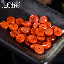 Poyali natural full meat persimmon red southern red agate septum Sichuan nine mouth south red gasket DIY accessories