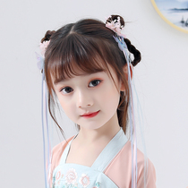 Hanfu headdress children Chinese style hair accessories girl fairy air ancient wind ribbon little girl cute super cute hair band clip