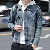 Denim coat mens Spring and Autumn Tide brand 2021 new trend loose top casual retro Korean tooling jacket