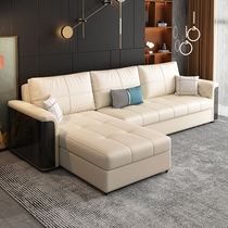 Leather sofa bed Multifunctional small apartment living room storage corner Chaise longue technology cloth sofa bed dual-use foldable
