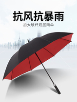 Long handle Umbrella lady ultra-thick windproof for sunny Umbrella sun umbrella extra-large anti-rainstorm double clear umbrella