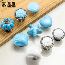 Eagle Shield childrens room cartoon handle cute pumpkin ceramic single hole European pastoral cabinet wardrobe door drawer handle
