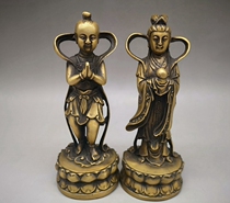 Retro pure copper boy boy girl lucky boy girl lucky boy boy pair standing statue bronze statue golden boy Jade Girl Wedding home decoration