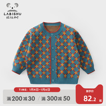 Rabbi tree childrens clothing boy knitted cardigan 2022 spring and autumn clothing new children cartoon sweater baby baby coat