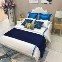 Showroom-like inter-board furniture companion bed goods light lavish Nordic post modern bed products multipieces fritillaries
