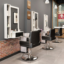 Barber shop mirror table hair salon mirror cabinet integrated wall-mounted hair salon special net red wall-mounted single-sided wall