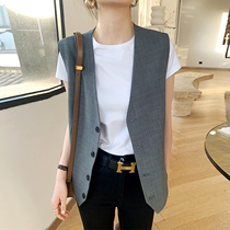 Suit waistcoat for womens spring 2022 new Inn Wind Exterior Ride Fashion Single Row Button Superior commuter Western suit waistcoat