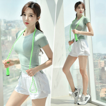 2020 Summer Running Sports Suit Women Fashion Sexy Display Slim Speed Dry Clothing Nets Red Fitness Room Yoga Wear Thin