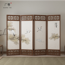 New Chinese screen folding mobile hall Modern Chinese solid wood hollowed-out into the door to shelter Xuanguan Screen