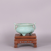Song Dynasty Ru kiln incense burner antique porcelain Jingdezhen ornaments antique crafts old goods living room decorations
