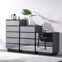 Modern simple living room Black tempered glass combination bucket cabinet Bedroom chest of drawers Bedside table Locker storage cabinet