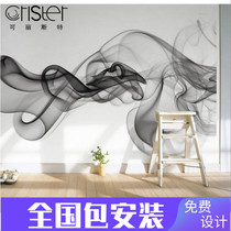 New Chinese ink smoke painting wallpaper black and white abstract splash ink wallpaper living room sofa TV background mural mural