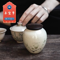 Kung Fu Road Flower and Bird Tea Cans Sealed Cans Ceramic Open Tablet Portable Mini Small Storage Tank Moisture-proof Tea Cans