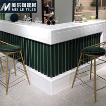 Nordic curved brick bar Restaurant bar Dark green Yin angle line edge strip Pink 80x600 pressure strip close
