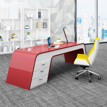 Brief Modern Big Red Boss Table Roast Lacquer Desk President Table Fashion Manager Table Great Bandae Creative Office