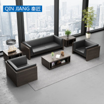 Office sofa simple three small simple modern business reception office west leather sofa tea table combination