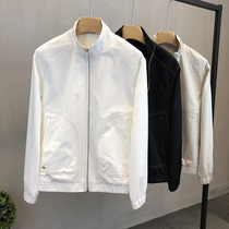 Autumn coat men 2021 New Product Trend handsome youth slim jacket mens stand collar white foreign style coat
