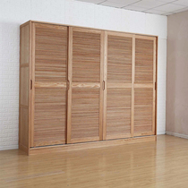Nordic solid wood wardrobe Japanese sliding door wardrobe Oak simple bedroom two door four door sliding door large wardrobe