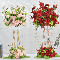 New artificial flower wedding props wedding hotel electroplating flower stand table floral decoration KTV bar box layout