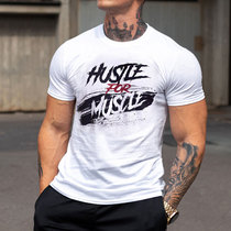 Summer new sports T-shirt mens muscle clothes Brothers round neck cotton short sleeve running stretch basketball training fitness clothes