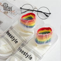 Request Dispensers Socks Woman Spring Summer Thin pure cotton Japanese mesh yarn Rainbow short cylinder cotton Sox Korean version sweet and medium cylinder socks