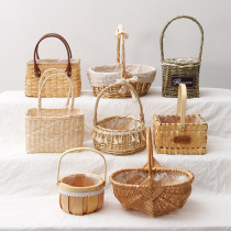 Vines Flower Basket Grass Woven Bamboo Choreographete handwoven dry bouquet Flower Bouquet Basket Flower Shop Floral Collection Basket