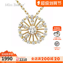 18k Diamond necklace gold skeleton jewelry diamond pendant round gem diamond necklace woman