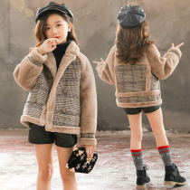 Korean girl plus velvet coat Net red thickened winter clothes New tidal air autumn winter Lamb hair Korean girl children