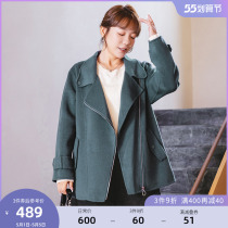 (clear cabin RMB600 ) big code womens clothing 2022 fat mm spring small sub full wool bifacial hair and great coat jacket