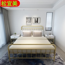 Nordic wrought iron bed Golden Princess bed Modern simple European iron frame bed 1 5m double bed 1 8 adult iron bed