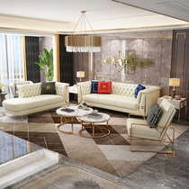 Six shops Hong Kong style light Luxury noble concubine seat sofa combination Italian style very simple leather first layer cowhide sofa combination