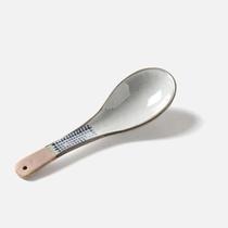 Japanese dessert tableware Plaid ceramics retro long handle coffee spoon ice cream spoon soup spoon home products Creative