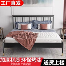 New reinforced Nordic iron bed modern simple single bed 1 51 8 m double bed iron bed hotel apartment bed