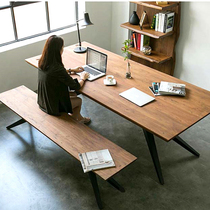 American retro wrought iron dining table computer table long table loft solid wood creative desk personality desk rectangular