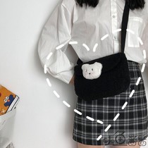 Korean ins plush bag all-match oblique lamb hair small satchel Cute soft sister student shoulder small bag Japanese