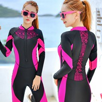 Conservative quick-drying one-piece long-sleeved trousers Plus size sunscreen full body diving surfing jellyfish suit Womens sports swimsuit