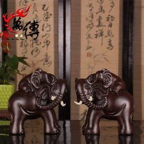 Ebony wood carving Elephant Ornaments mahogany mother and child elephant crafts home decorations solid wood carving gift ornaments