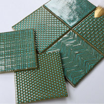 Retro dark green tile handmade tiles Nordic kitchen bathroom wall tiles French retro small tiles