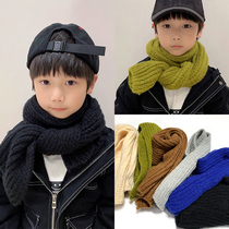 Childrens scarves fall winter boy girl knit wool line neck warm and soft Korean version male and female windproof thickened