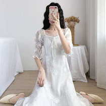 2020 summer new white small fresh lace mesh dress long super fairy quality gentle fairy skirt