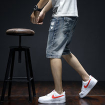 Denim Shorts Male Tide Cards Summer New 2020 Loose Straight Barrel 50% Pants Guys Casual 100 Hitch Pants Mid Pants