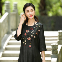 Autumn water ballad original heavy satin silk fragrant cloud yarn new cloth embroidered dress