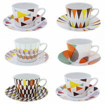 Exclusive designer model room accessories with geometric pattern cups Decorative coffee cups Very few American-style cup sets