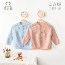 Baby knit cardiovert jacket male and female baby wool sweatshirt newborn long sleeves clothes spring and autumn thin children sweaters