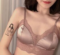 French Romantic Soft Lace Underwear Thin Silk Interior Comfortable Ring-Free Girl Bra