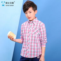 Kids 2022 Korean Style Boys Long Sleeve 100% Cotton Plaid Shirt Kids Spring Autumn New Fashion Big Kids