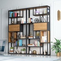 Office Nordic display cabinet Partition bookshelf Light luxury floor-to-ceiling decorative rack Wrought iron multi-layer living room shelf Simple